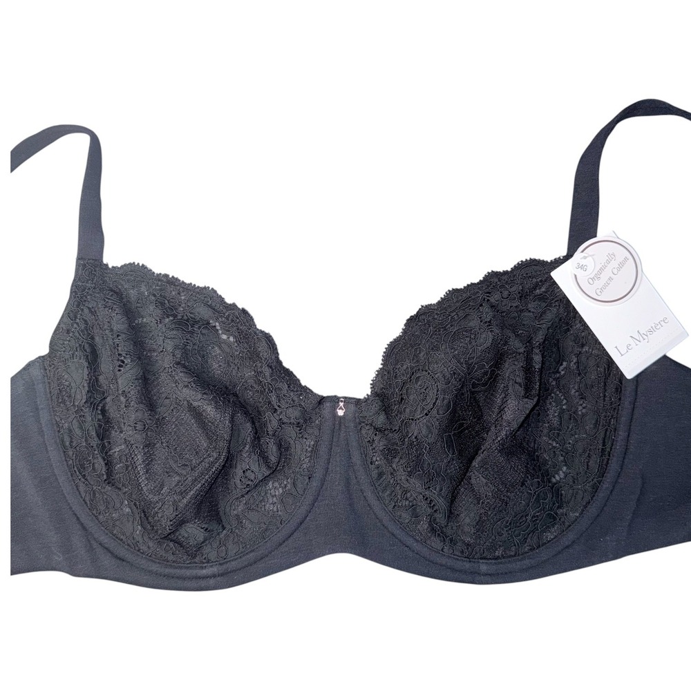 Le Mystere Womens Size 34G Black Unlined Demi Bra NWT